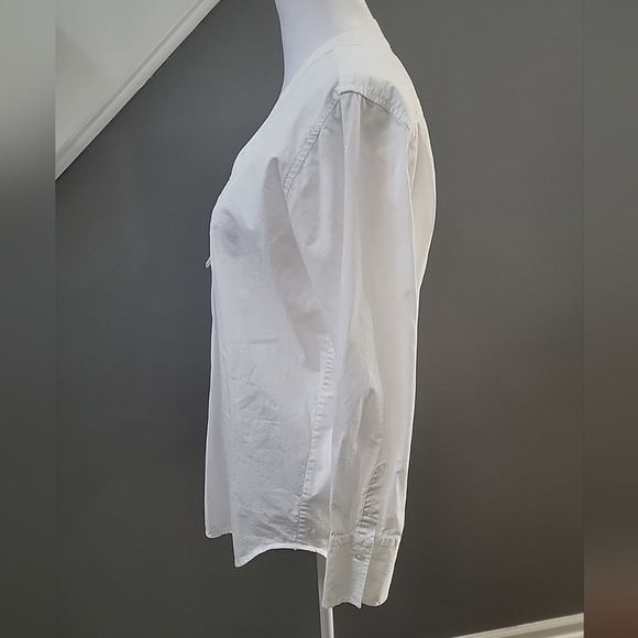 Everlane The Poplin V-Neck 100% Cotton Tunic Shirt in White Oversized Size 0 - Picture 3 of 5